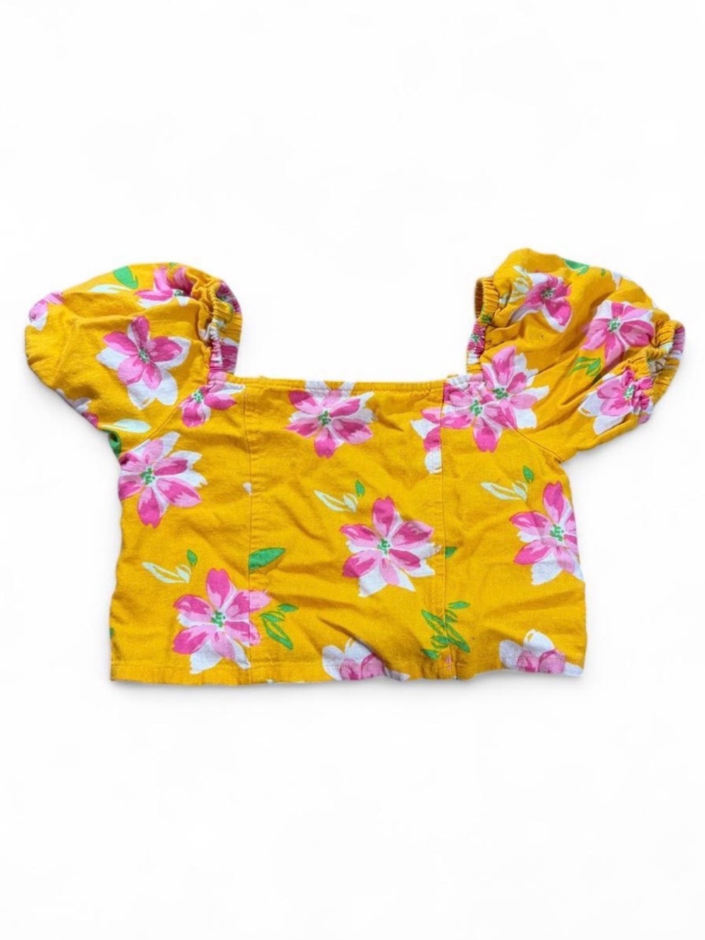 Old Navy Girls Size 8 Yellow Floral Smocked Babydoll Top Cottagecore